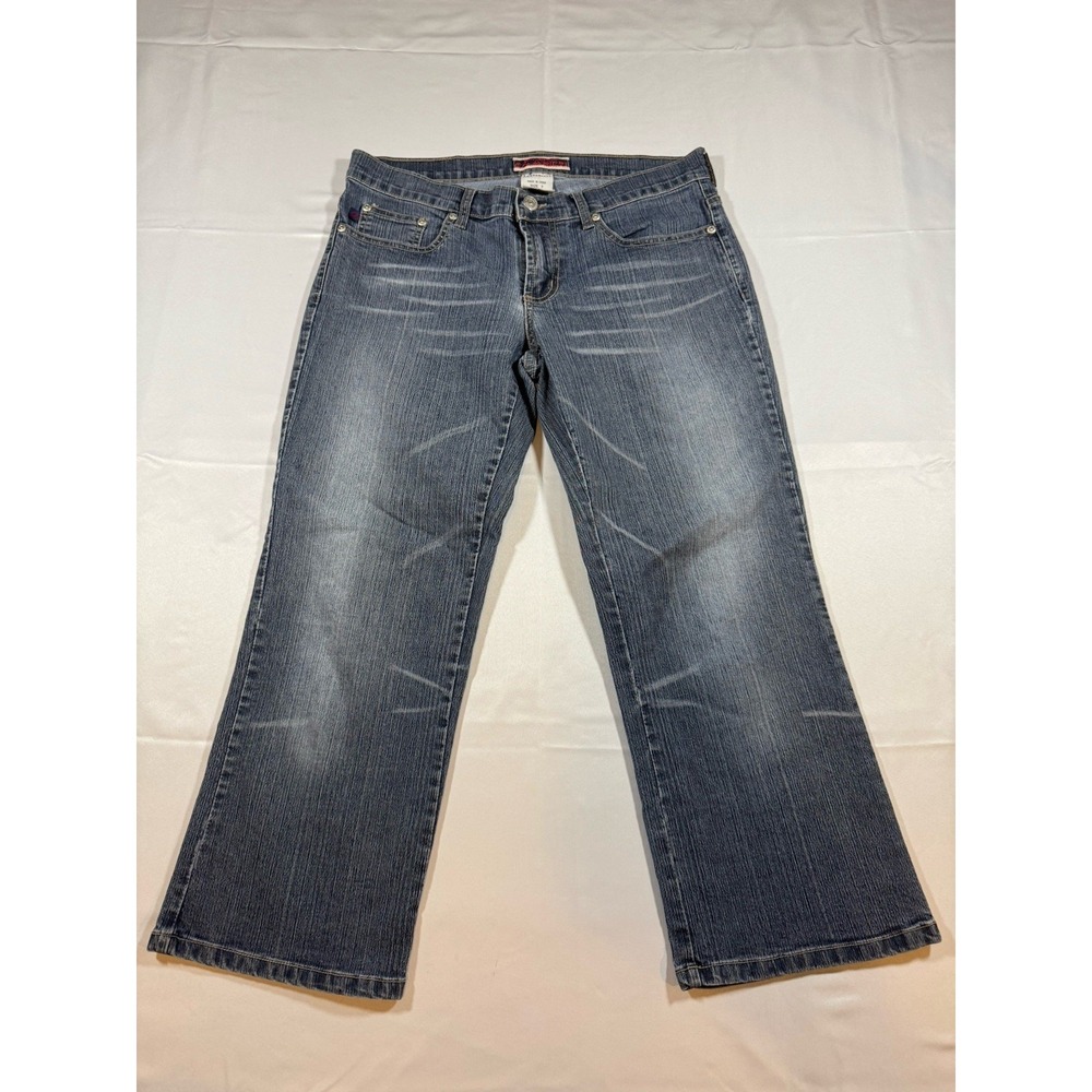 VTG Y2K Z Cavaricci Wide Leg Denim Capris Jeans Whiskered Skater Grunge Size 7